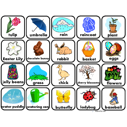 Spring & Easter Words Matching/Flashcards/Memory Game for Autism